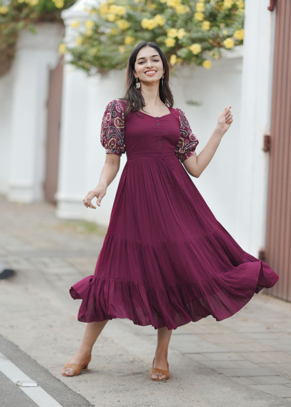 princess polly baby blue dress Addison Burgundy Seersucker Midi Tea Dress – Finery London