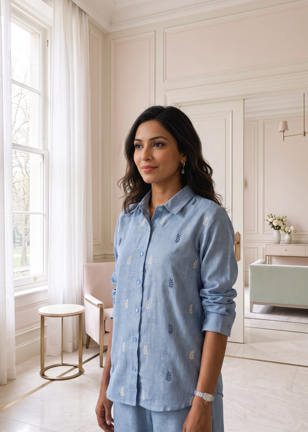 Blue Whisper Linen Set