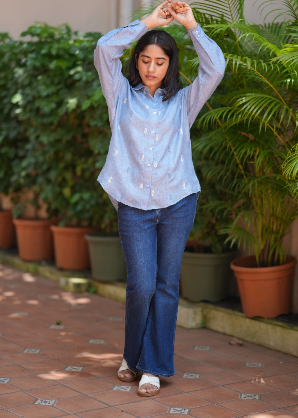 Linen Blue Petal Shirt