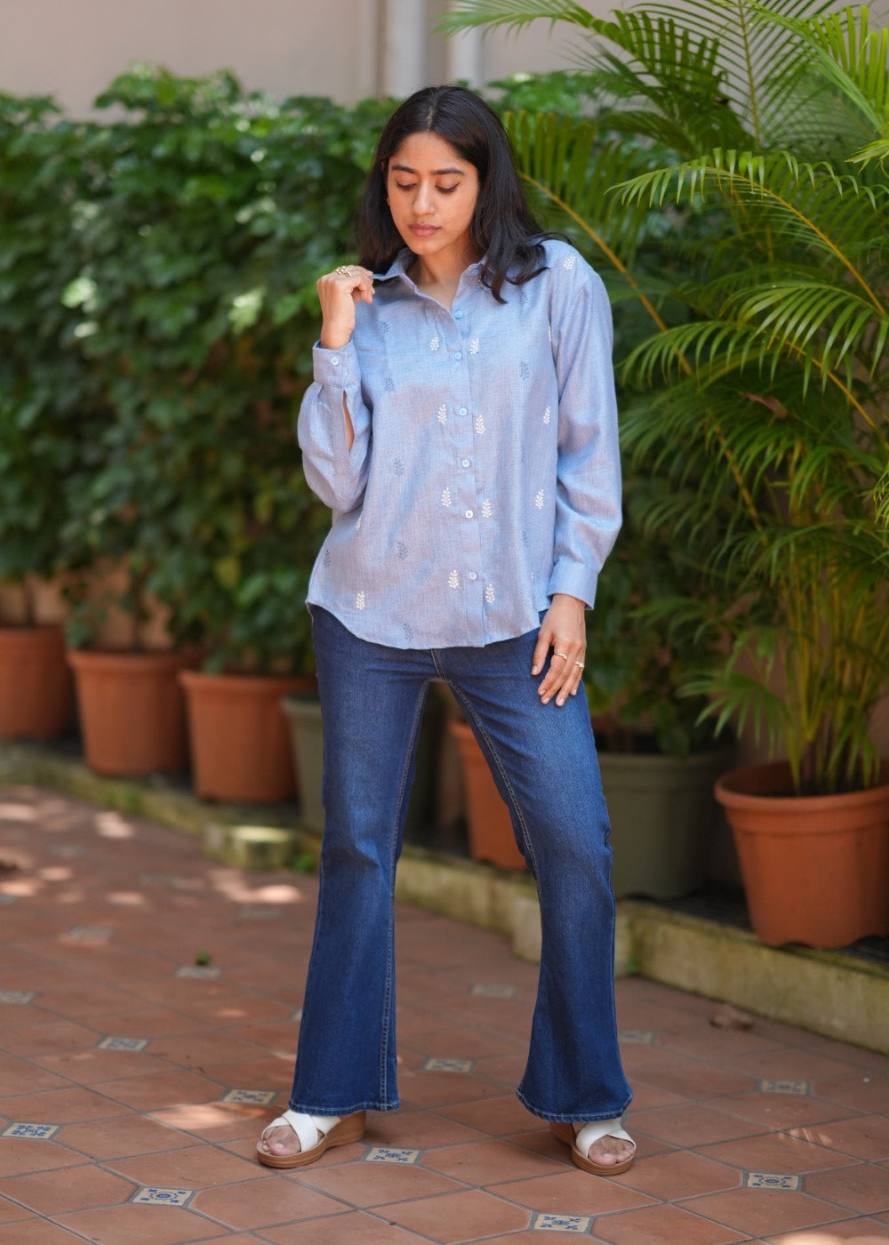 Linen Blue Petal Shirt