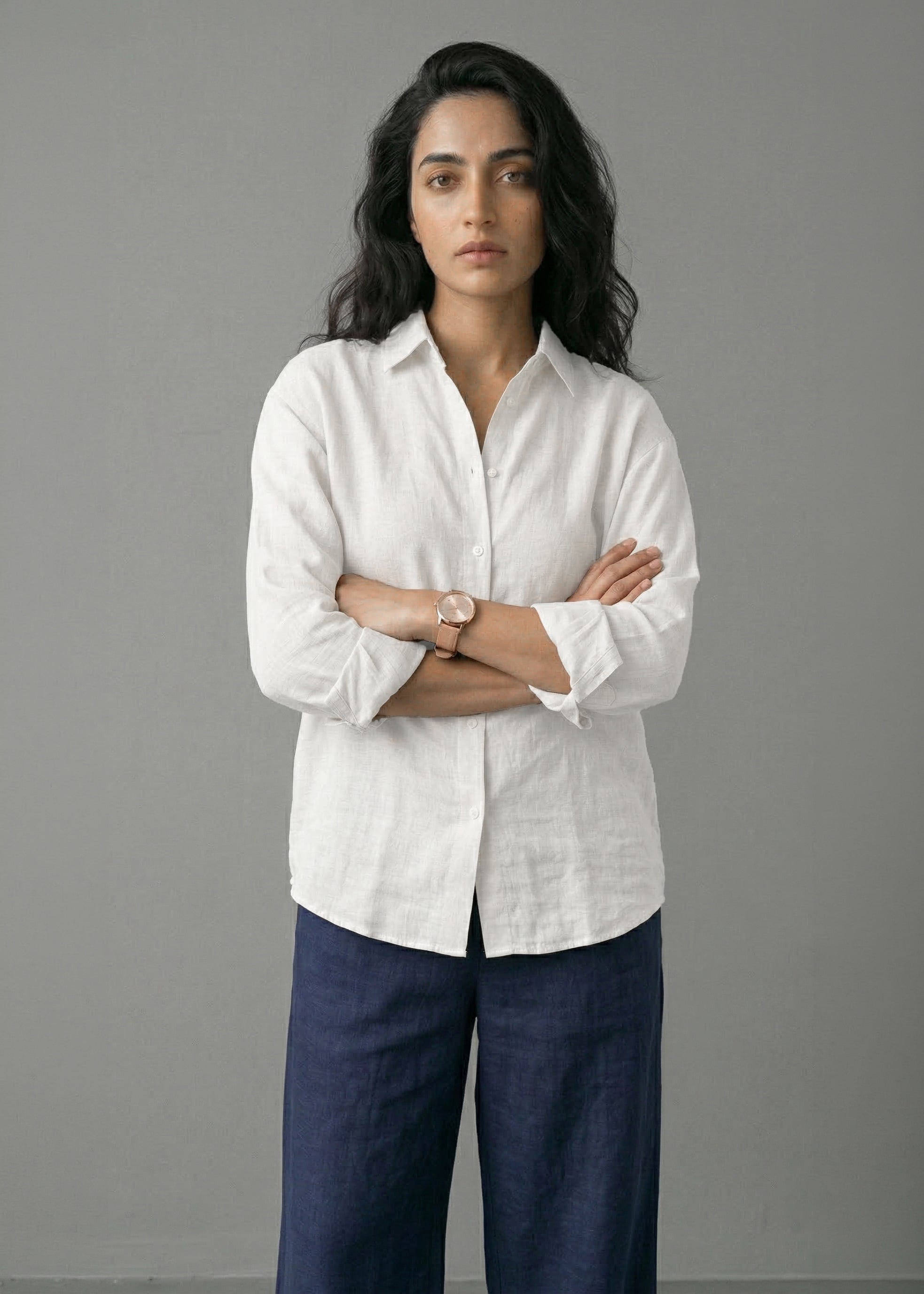 Navy Ivory Linen Set