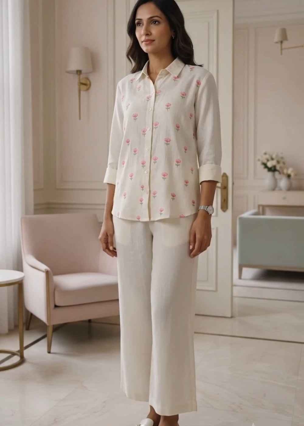Ivory Bloom Linen Set