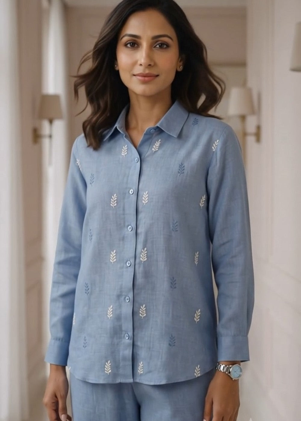 Blue Whisper Linen Set