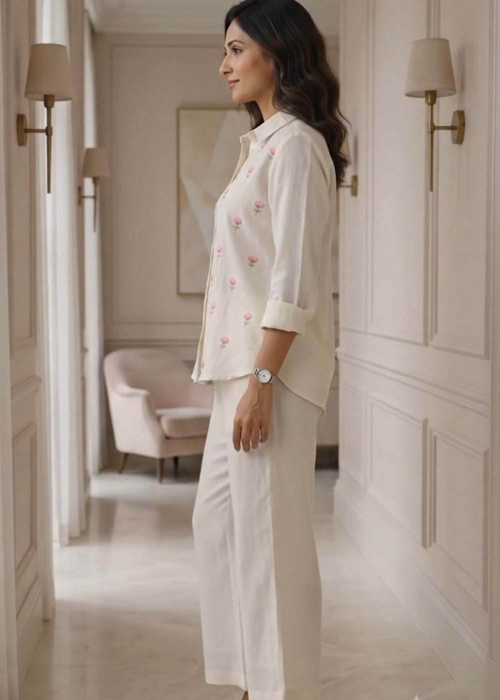 Ivory Bloom Linen Set