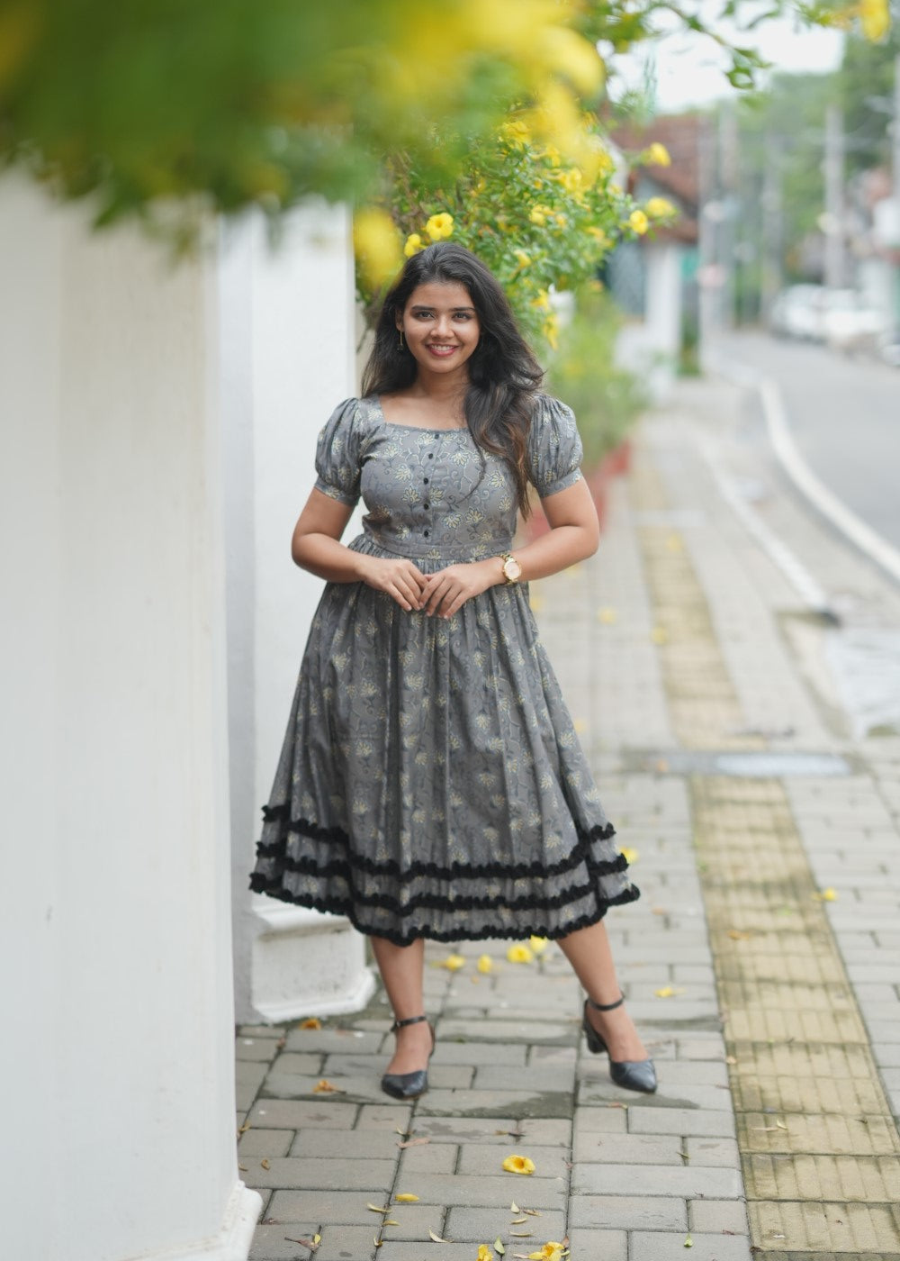 Women's grey & black dress