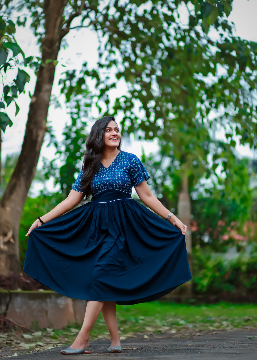 Printed Yoke Dress
