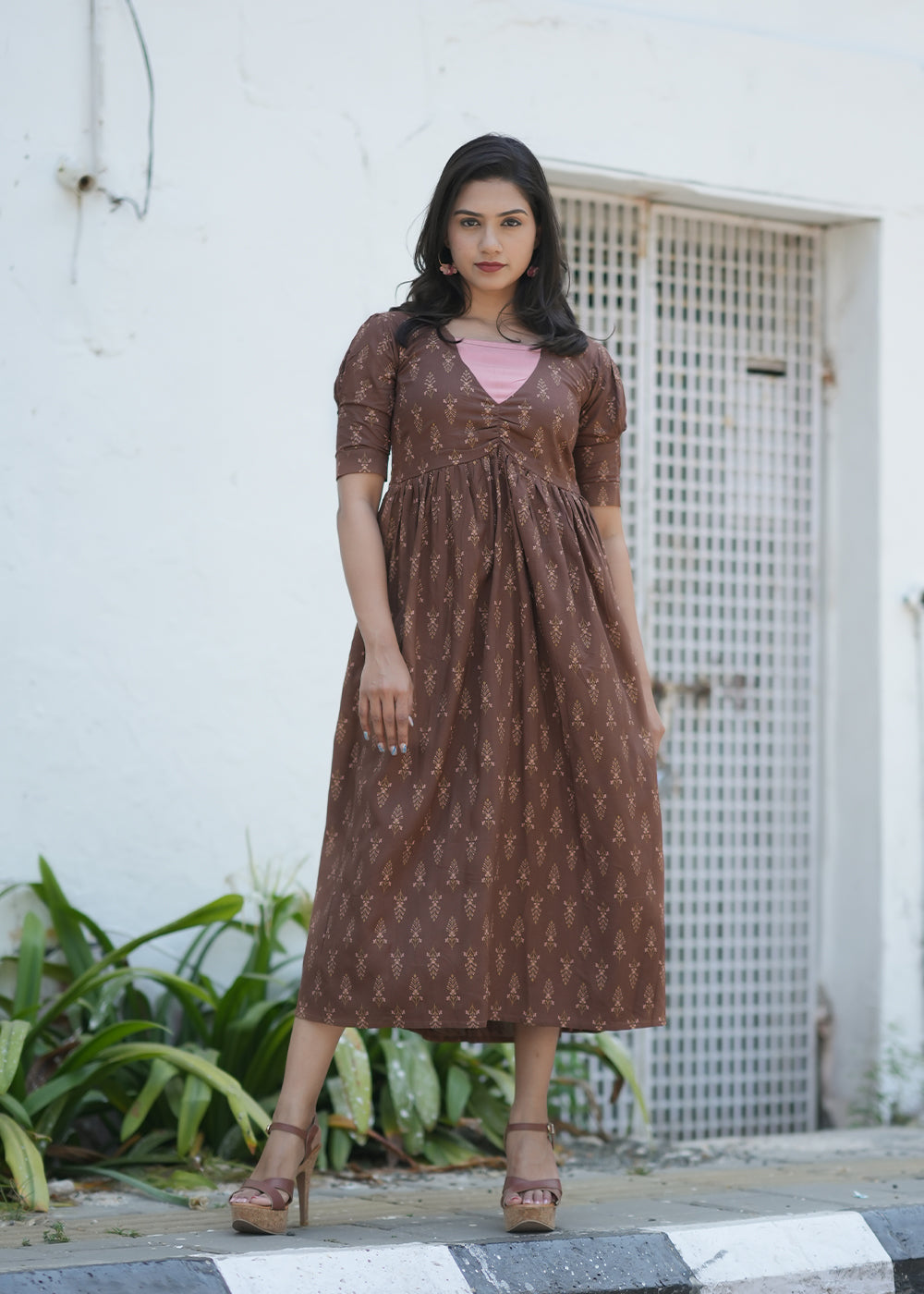 princess polly baby blue dress 90's Vintage Brown Earthy Abstract Watercolor Floral Print Chiffon Short  Sleeve Mini Dress LARGE Jeffrey and Dara Petite main image 1