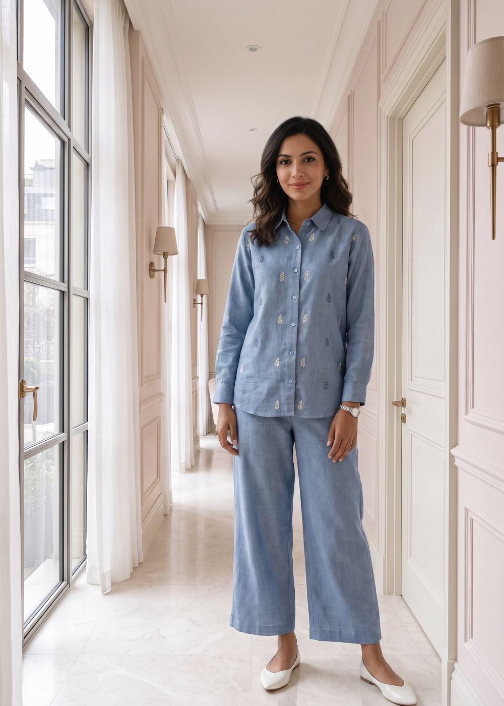 Blue Whisper Linen Set