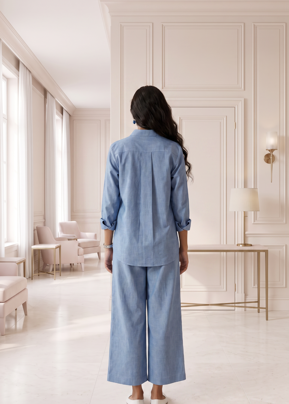 Blue Whisper Linen Set