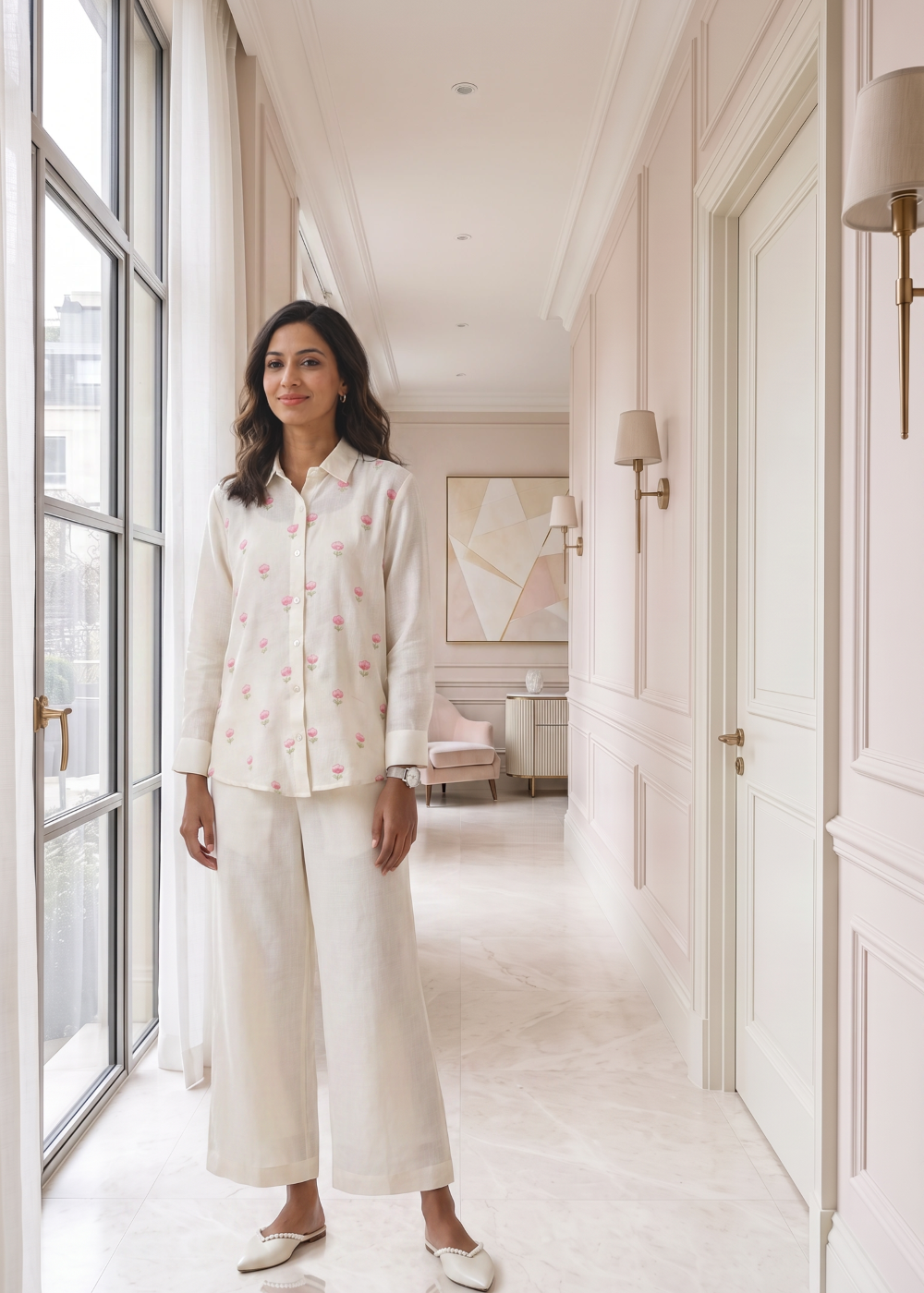 Ivory Bloom Linen Set