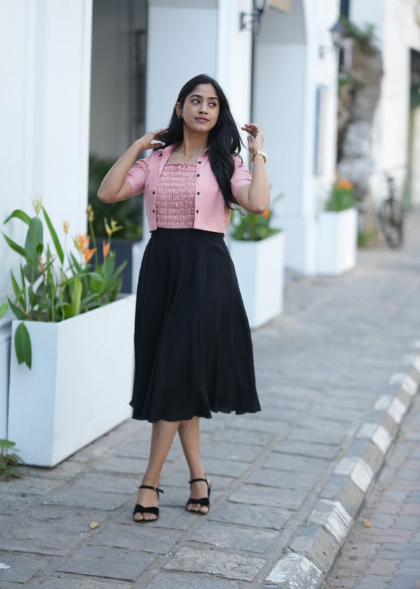 Women's Peach Solid Crop Shrug