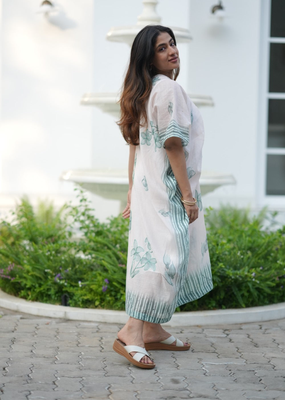 Sage Petal Linen Kaftan