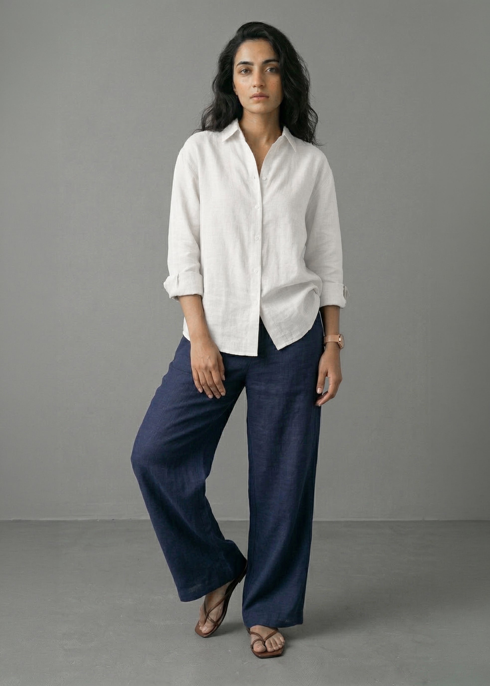 Navy Ivory Linen Set