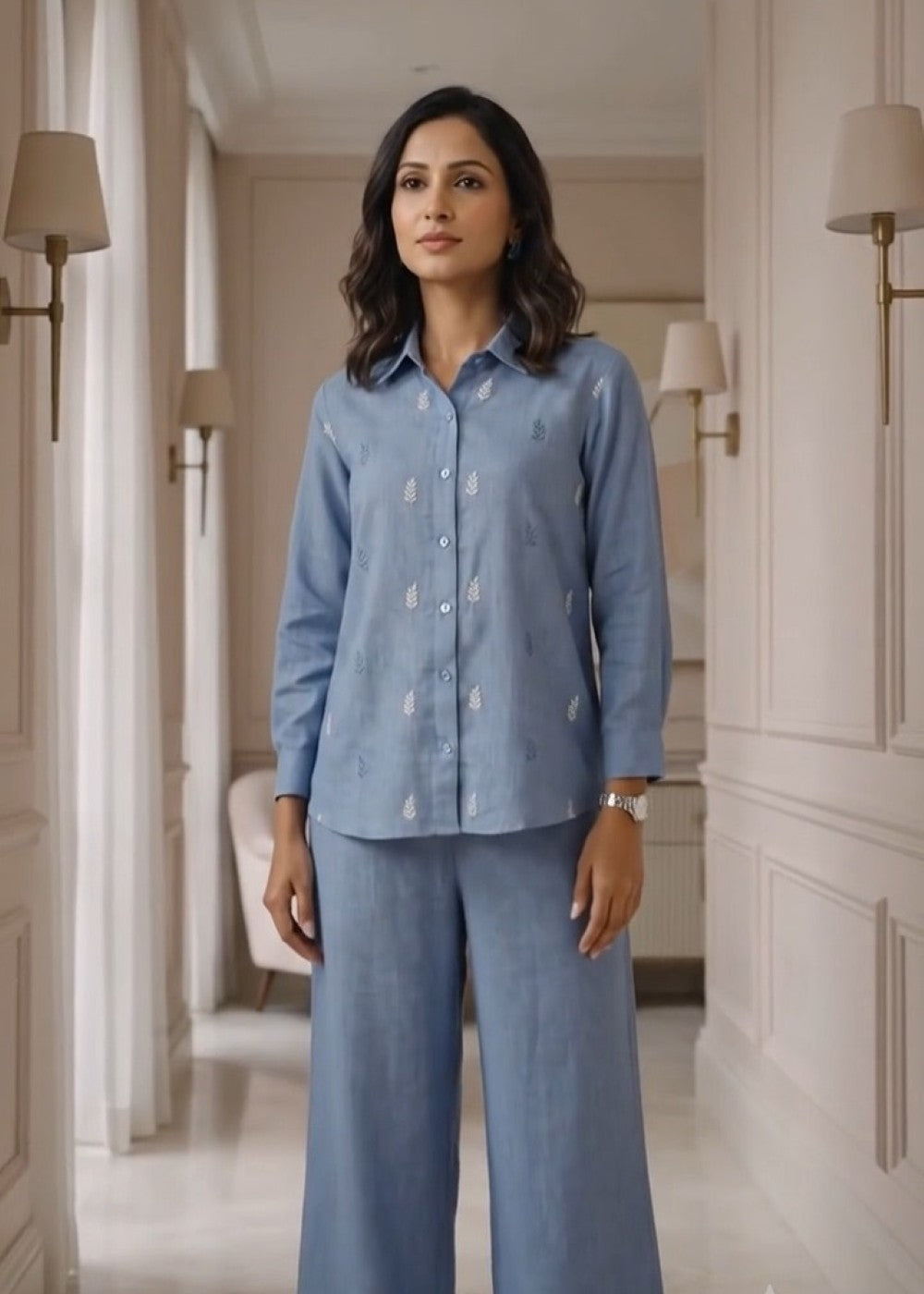 Blue Whisper Linen Set
