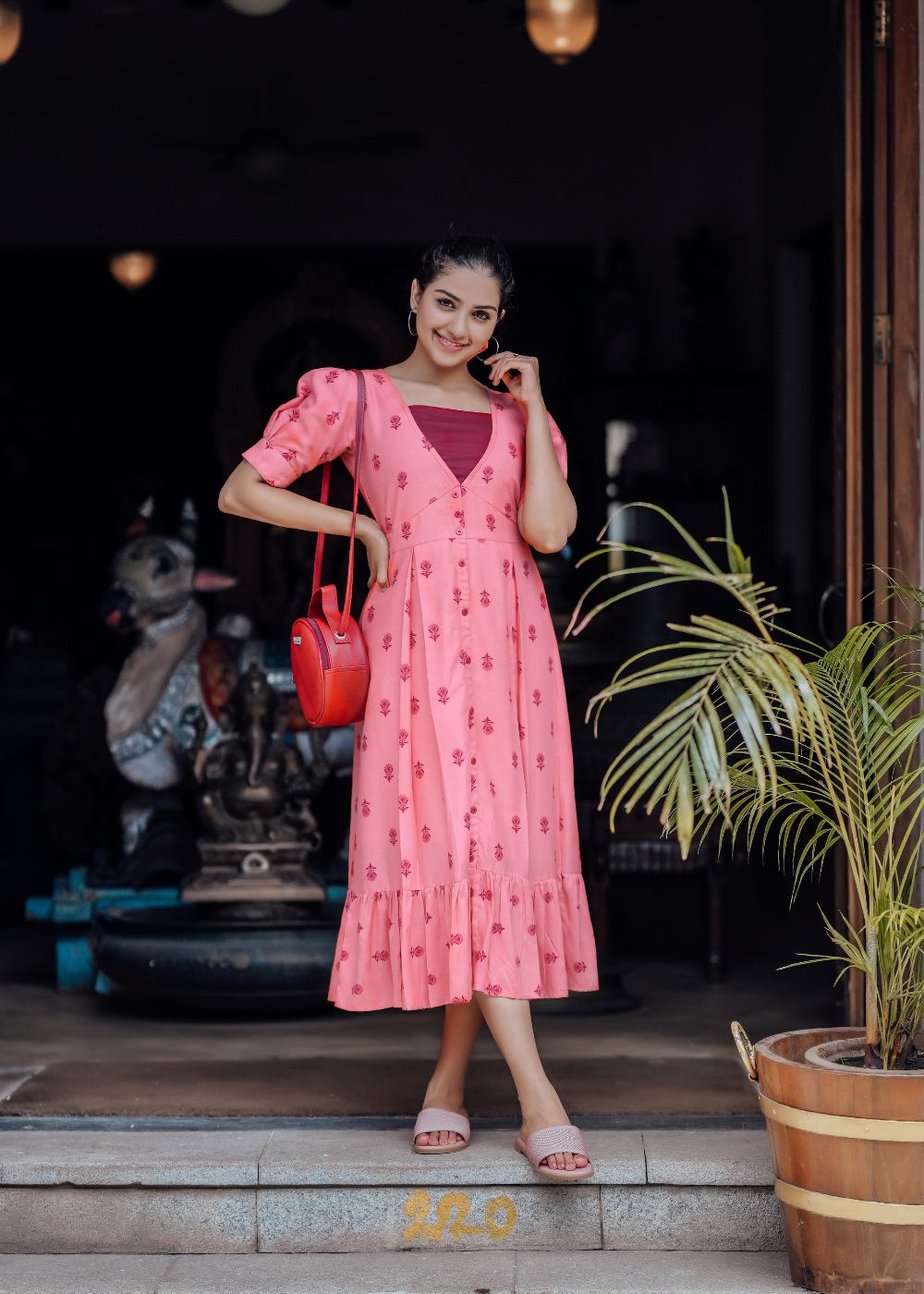 Coral Floral Dress