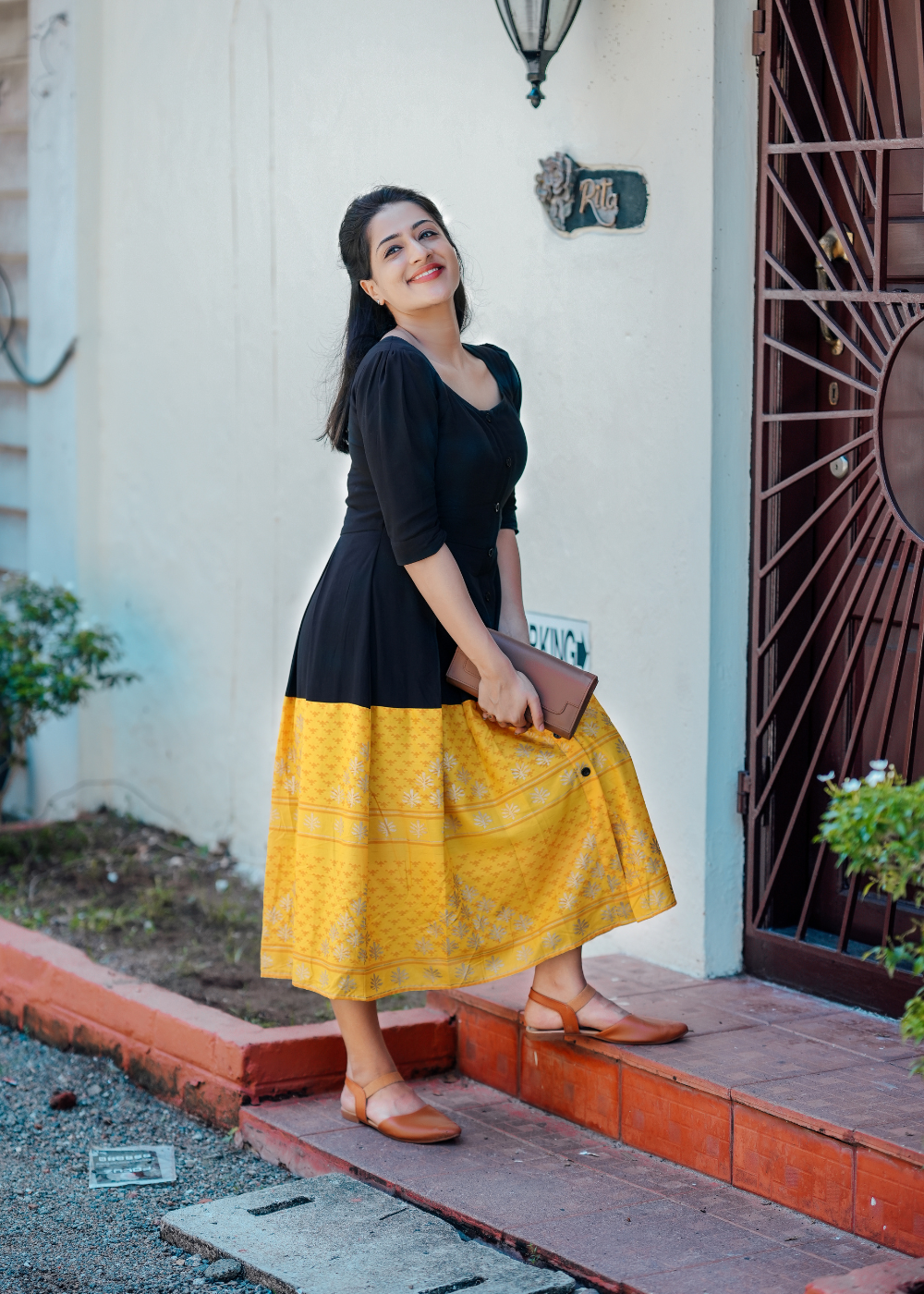 Women s Black Yellow Dress
