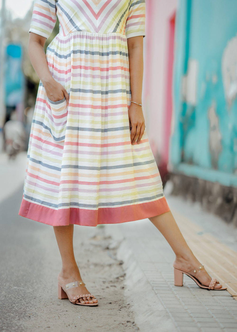 Striped top pastel dress