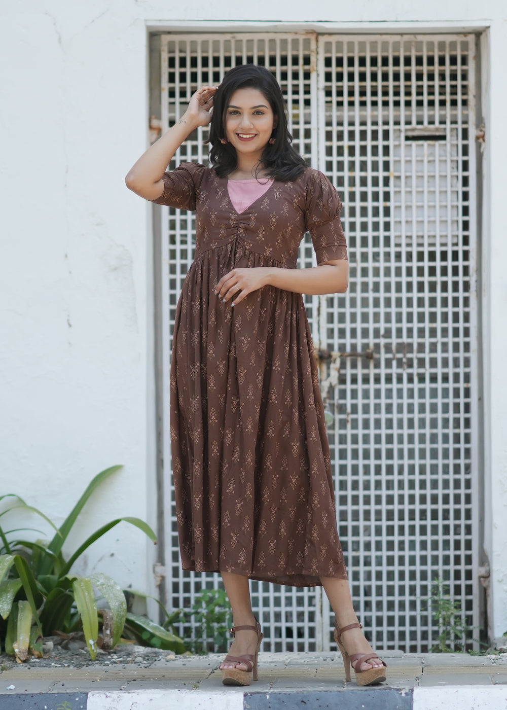 Shop Earthy Brown Khadi Dress for Women | Studio Bustle